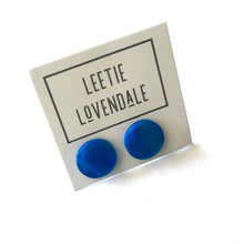 Load image into Gallery viewer, Aqua Blue Marbled Glow Disc Stud Earrings