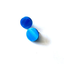 Load image into Gallery viewer, Aqua Blue Marbled Glow Disc Stud Earrings