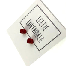 Load image into Gallery viewer, Carnelian Red Tiny Square Stud Earrings