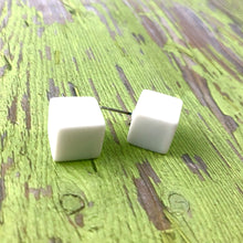 Load image into Gallery viewer, White Jumbo Cube Stud Earrings