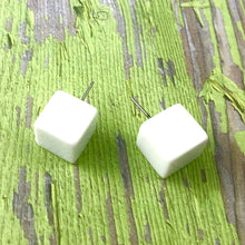 Load image into Gallery viewer, White Jumbo Cube Stud Earrings