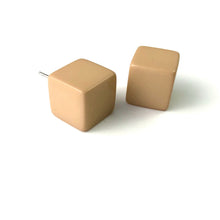 Load image into Gallery viewer, Khaki Beige Jumbo Cube Stud Earrings