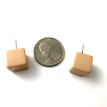 Load image into Gallery viewer, Khaki Beige Jumbo Cube Stud Earrings