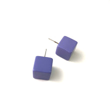 Load image into Gallery viewer, Indigo Purple Jumbo Lucite Cube Stud Earrings