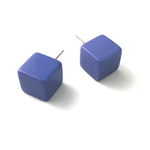 Load image into Gallery viewer, Indigo Purple Jumbo Lucite Cube Stud Earrings