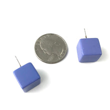 Load image into Gallery viewer, Indigo Purple Jumbo Lucite Cube Stud Earrings