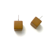 Load image into Gallery viewer, Coffee Brown Jumbo Cube Stud Earrings