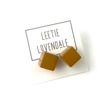 Load image into Gallery viewer, Coffee Brown Jumbo Cube Stud Earrings