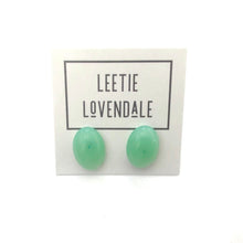 Load image into Gallery viewer, Seafoam Green Opal Oval Stud Earrings