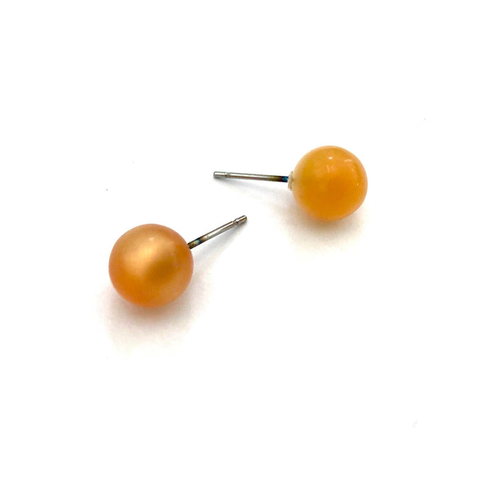 Tangerine Orange Moonglow Lucite Ball Stud Earrings