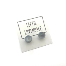 Load image into Gallery viewer, Silver Grey Moonglow Lucite Ball Stud Earrings