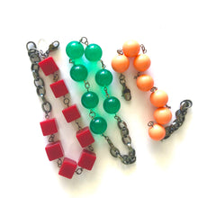 Load image into Gallery viewer, Red Lucite Cube Stations Bracelet