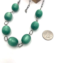 Load image into Gallery viewer, Light Emerald Moonglow Chunky Oval Stations Necklace