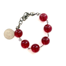 Load image into Gallery viewer, Ruby Red Transparent Lucite Bubble Stations Bracelet