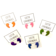 Load image into Gallery viewer, Slate Blue Mod Swish Stud Earrings | for punctuation lovers