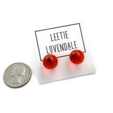 Load image into Gallery viewer, Flame Orange Transparent Ball Stud Earrings