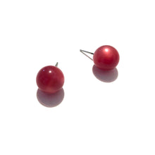 Load image into Gallery viewer, Raspberry Red Mooonglow Ball Stud Earrings
