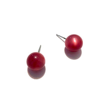 Load image into Gallery viewer, Raspberry Red Mooonglow Ball Stud Earrings