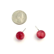 Load image into Gallery viewer, Raspberry Red Mooonglow Ball Stud Earrings