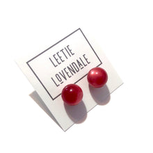 Load image into Gallery viewer, Raspberry Red Mooonglow Ball Stud Earrings