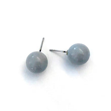 Load image into Gallery viewer, Soft Grey Shiny Ball Stud Earrings