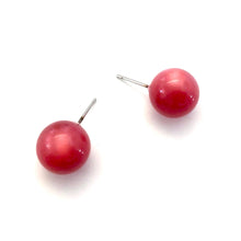 Load image into Gallery viewer, Raspberry Red Mooonglow Ball Stud Earrings