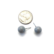 Load image into Gallery viewer, Soft Grey Shiny Ball Stud Earrings