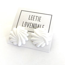 Load image into Gallery viewer, White Art Deco Carved Retro Button Stud Earrings