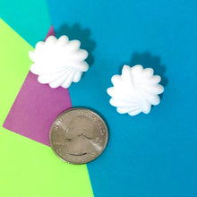 Load image into Gallery viewer, White Art Deco Carved Retro Button Stud Earrings