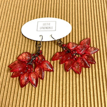 Load image into Gallery viewer, Mystic Pink Leaf Cluster Drop Earrings