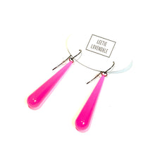 Load image into Gallery viewer, Neon Pink Opal Long Teardrop lucite statement earrings