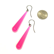 Load image into Gallery viewer, Neon Pink Opal Long Teardrop lucite statement earrings