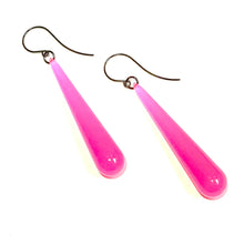 Load image into Gallery viewer, Neon Pink Opal Long Teardrop lucite statement earrings