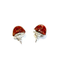 Load image into Gallery viewer, Vintage Ruby &amp; Glitter Mosaic Gumdrop Stud Earrings