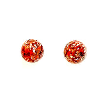 Load image into Gallery viewer, Vintage Ruby &amp; Glitter Mosaic Gumdrop Stud Earrings