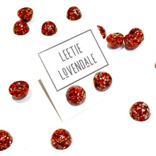 Load image into Gallery viewer, Vintage Ruby &amp; Glitter Mosaic Gumdrop Stud Earrings