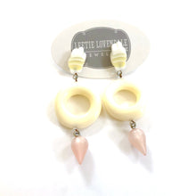 Load image into Gallery viewer, Buttercream Sliding Daisy Donut Drop Earrings