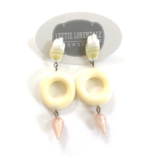 Load image into Gallery viewer, Buttercream Sliding Daisy Donut Drop Earrings