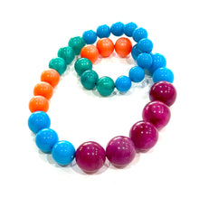 Load image into Gallery viewer, Violet &amp; Aqua Gems Lucite Stretch Bauble Necklace -Shortie