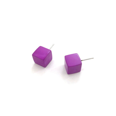 Violet Midi Cube Stud Earrings