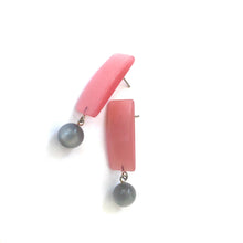 Load image into Gallery viewer, Pink &amp; Grey Moonglow Statement Lucite Drop Earrings