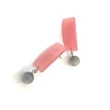 Load image into Gallery viewer, Pink &amp; Grey Moonglow Statement Lucite Drop Earrings