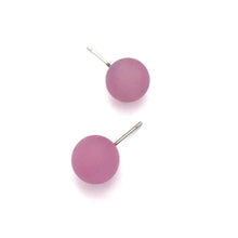Load image into Gallery viewer, Amethyst Petite Frosted Lucite Ball Stud Earrings