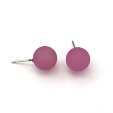 Load image into Gallery viewer, Amethyst Petite Frosted Lucite Ball Stud Earrings