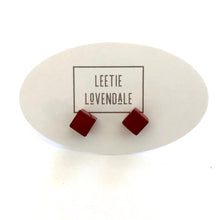Load image into Gallery viewer, Brick Red Mini Cube Stud Earrings