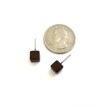Load image into Gallery viewer, Dark Rootbeer Mini Cube Stud Earrings