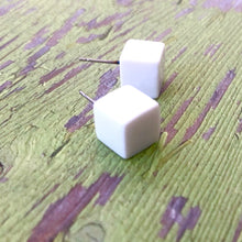 Load image into Gallery viewer, White Midi Cube Stud Earrings