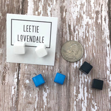 Load image into Gallery viewer, White Midi Cube Stud Earrings