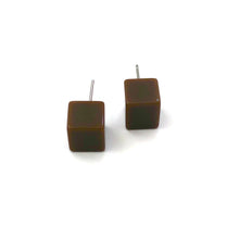 Load image into Gallery viewer, Mocha Brown Midi Cube Stud Earrings