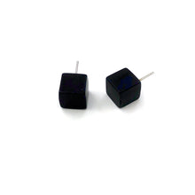 Load image into Gallery viewer, Black Lucite Midi Cube Stud Earrings